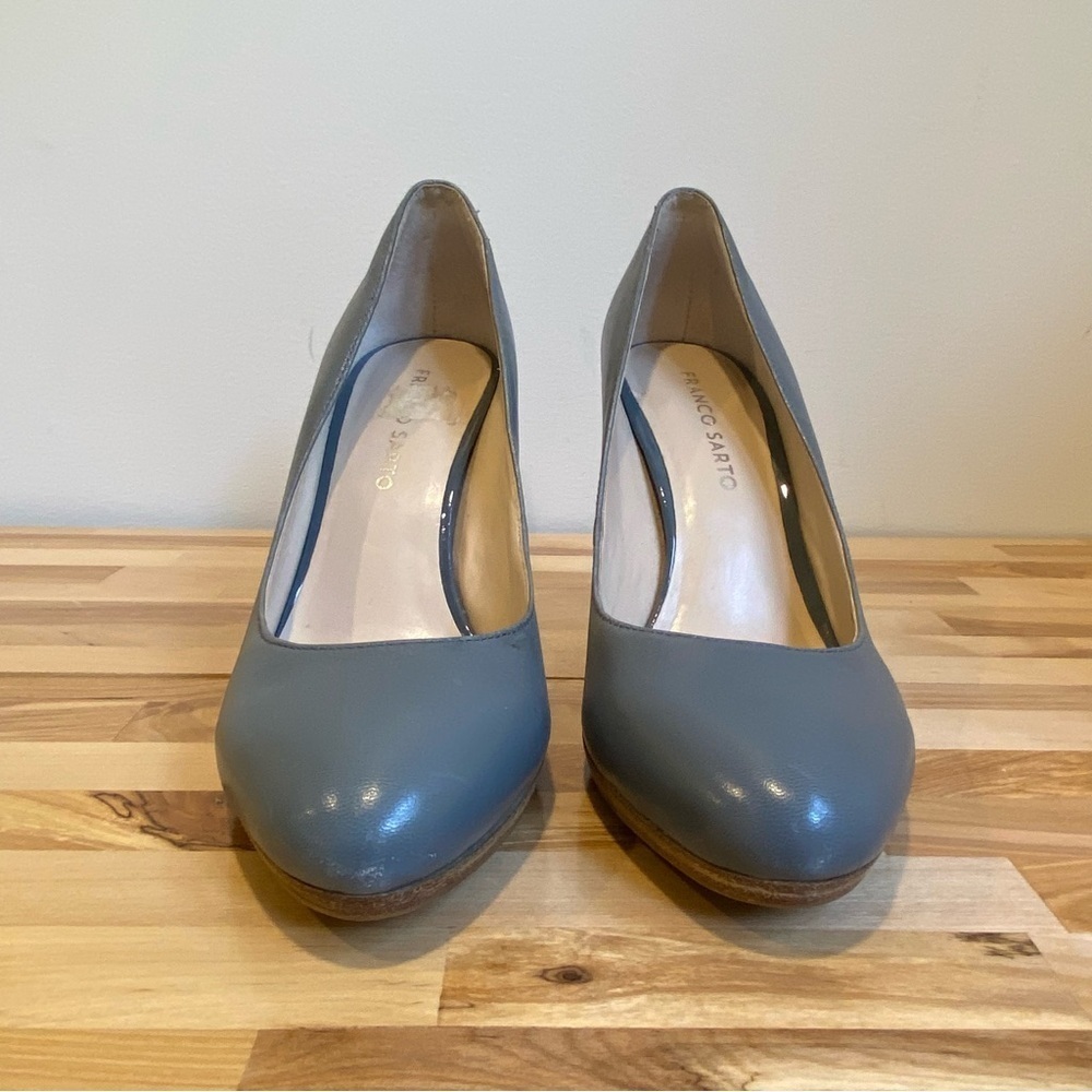 Franco Sarto Darren style leather heels blue/grey tan brown almond toe size 7.5 - Picture 5 of 16